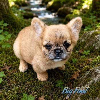 chiot Bouledogue francais Fluffy Fauve Merle Big Foot Élevage de la famille dog étoilée